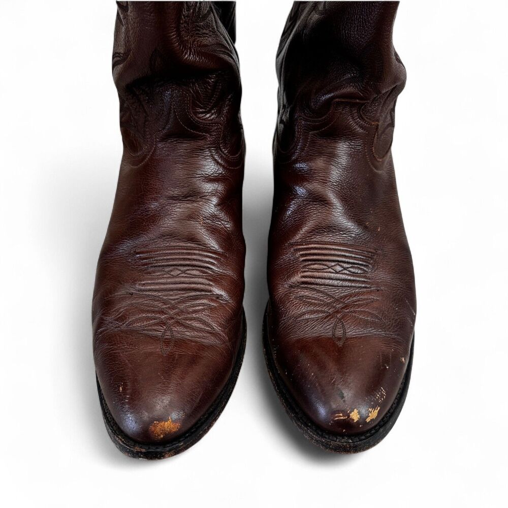 Justin Cowboy Boots Brown Leather Style 1450 Mens Size 13 D Country Western - Picture 7 of 12